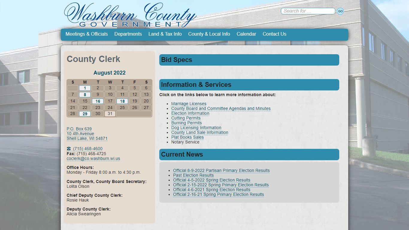 County Clerk - co.washburn.wi.us