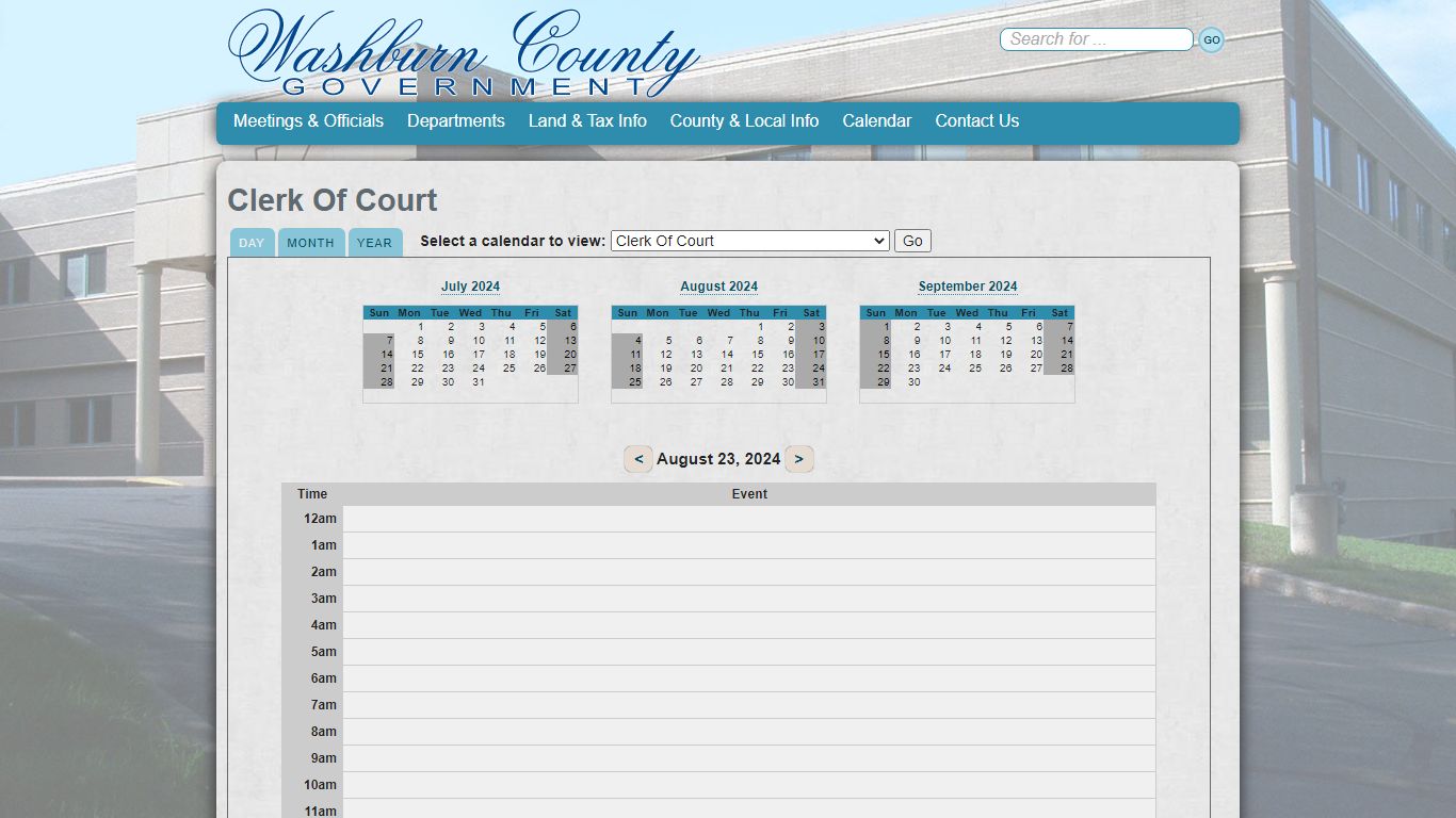 Clerk Of Court Calendar - co.washburn.wi.us