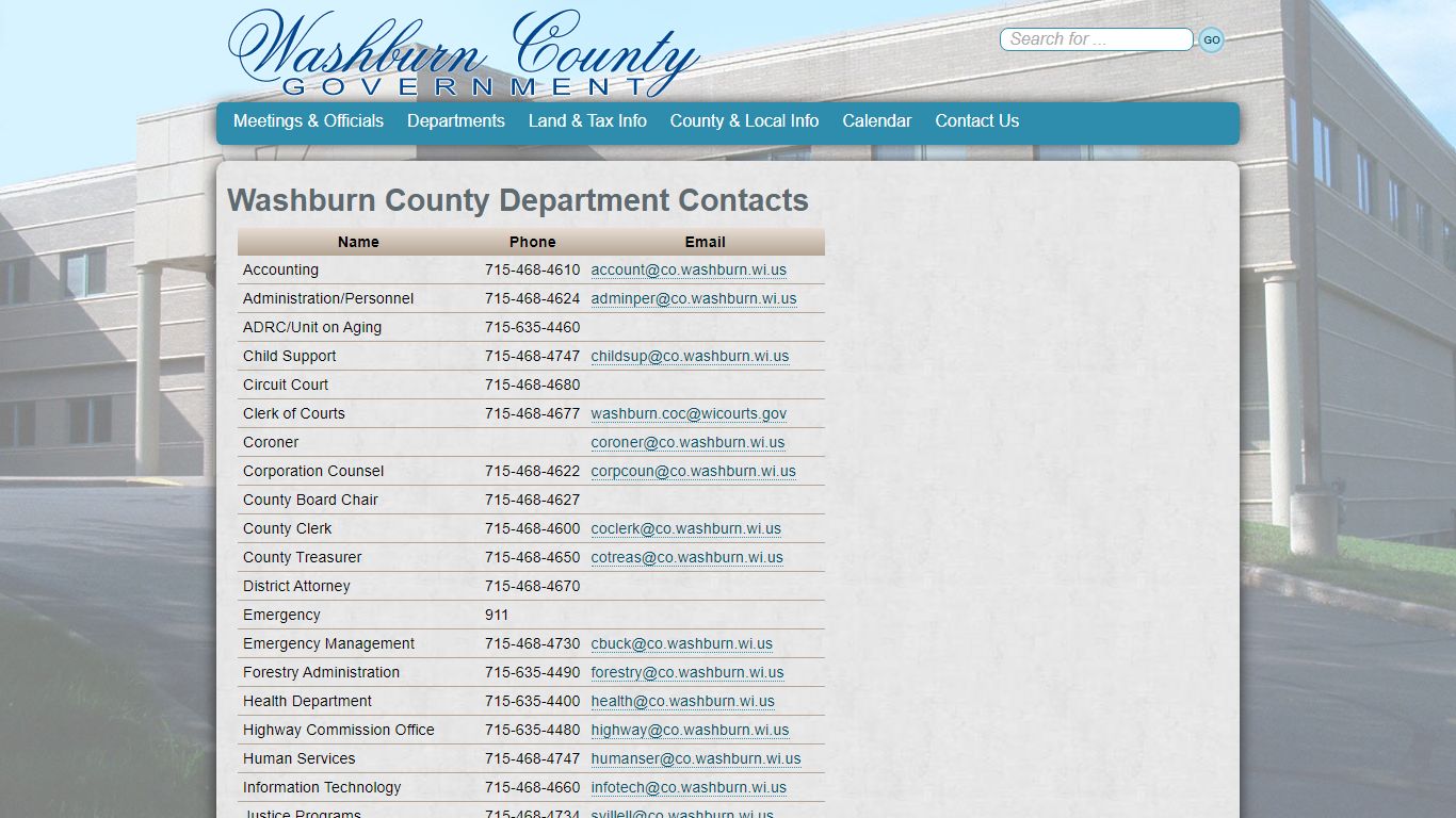 Contact Us - co.washburn.wi.us